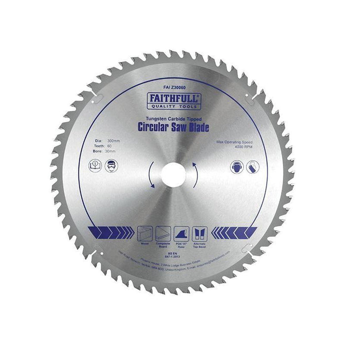 Faithfull TCT Circular Saw Blade 300 x 30mm x 60T POS Faithfull - Town Tools