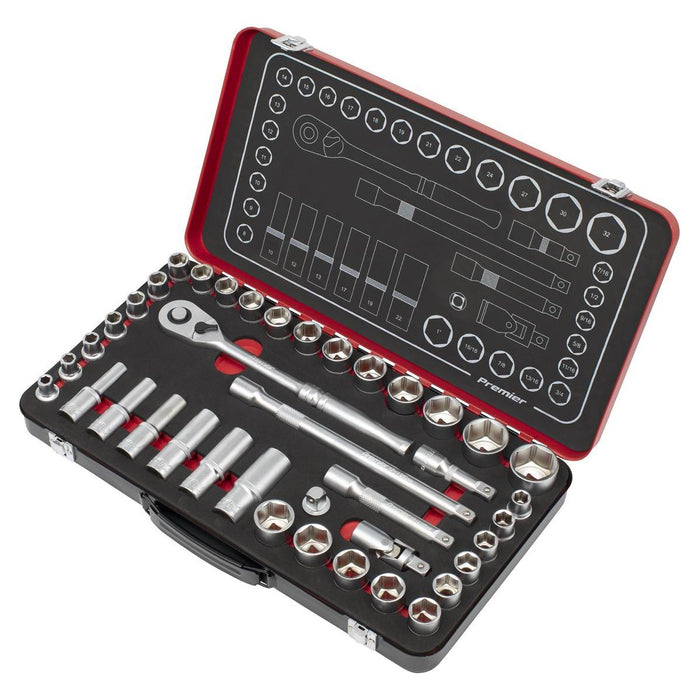 Premier Platinum Metric/Imperial Socket Set 1/2"Sq Drive 40pc Sealey Premier Platinum - Town Tools 