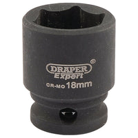 Draper Expert HI-TORQ 6 Point Impact Socket, 3/8" Sq. Dr., 18mm