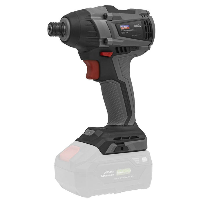 Sealey Brushless Impact Driver 20V SV20 Series 1/4"Hex 200Nm Body Only Sealey - Town Tools 