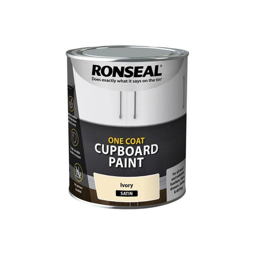 Ronseal One Coat Cupboard Paint Ivory Satin 750ml Ronseal - Town Tools