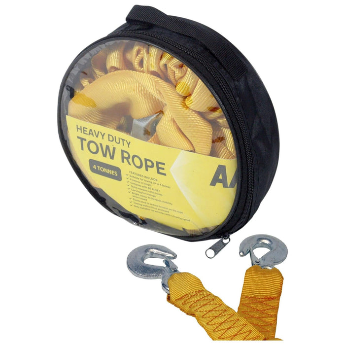 AA 4 Tonne 4 Metre Heavy Duty Strong Tow Rope Car Van Strap Elasticated Strong AA - Town Tools 