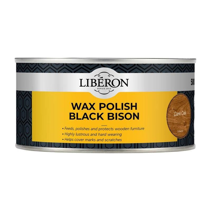 Liberon Wax Polish Black Bison Dark Oak 500ml Liberon - Town Tools