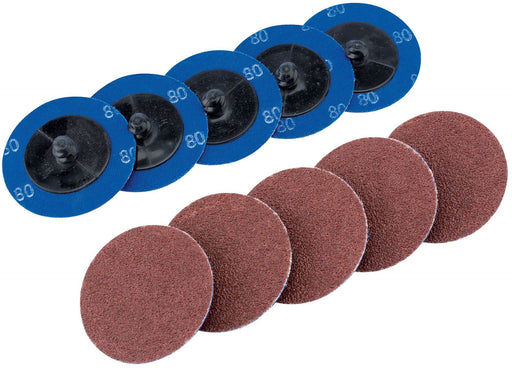 Draper Aluminium Oxide Sanding Discs, 50mm, 80 Grit (Pack of 10) 75610 Draper - Town Tools 