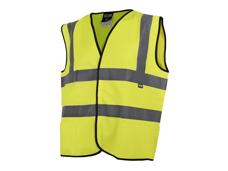 Scan Hi-Vis Waistcoat Yellow - XL (48in) (Pack of 80) Scan - Town Tools