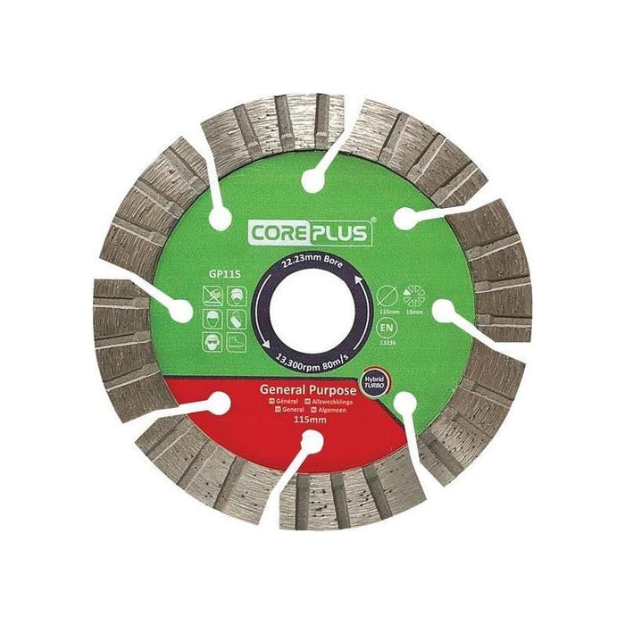 Coreplus GP115 General-Purpose Hybrid Turbo Diamond Blade 115mm CorePlus - Town Tools