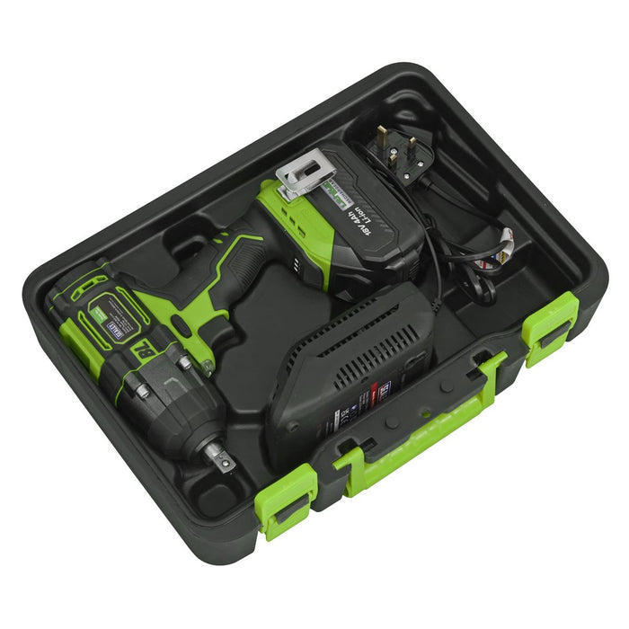 Sealey 1/2"Sq Drive Hi-Vis Cordless Brushless Impact Wrench 18V 4Ah CP650LIHV Sealey - Town Tools 