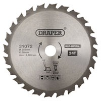 Draper TCT Multi-Purpose Circular Saw Blade, 255 x 30mm, 24T 31072