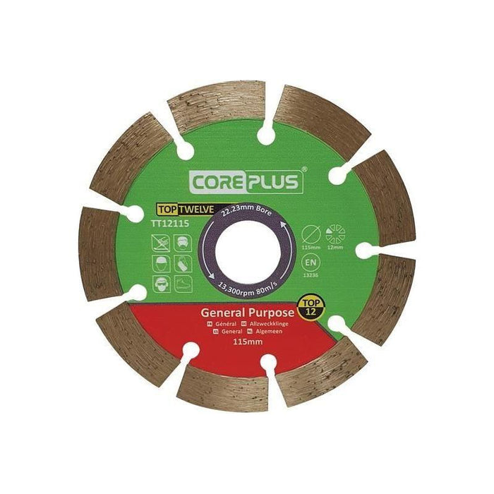 Coreplus Top Twelve General Purpose Diamond Blade 115mm CorePlus - Town Tools