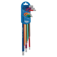 Draper Metric Coloured Extra Long Hex. and Ball End Key Set (9 Piece) 66134