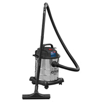 Sealey Vacuum Cleaner Wet & Dry 20L 1200W/230V Stainless Drum PC195SD