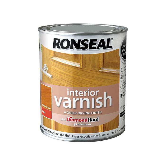 Ronseal Interior Varnish Quick Dry Gloss Antique Pine 750ml Ronseal - Town Tools