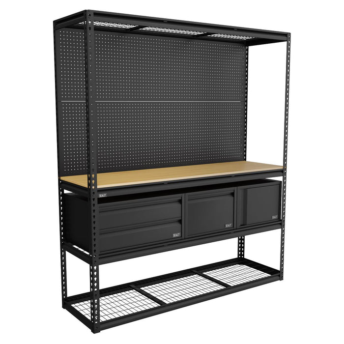 Sealey Heavy-Duty Modular Workbench & Racking Kit with 3 Storage Units Sealey - Town Tools 