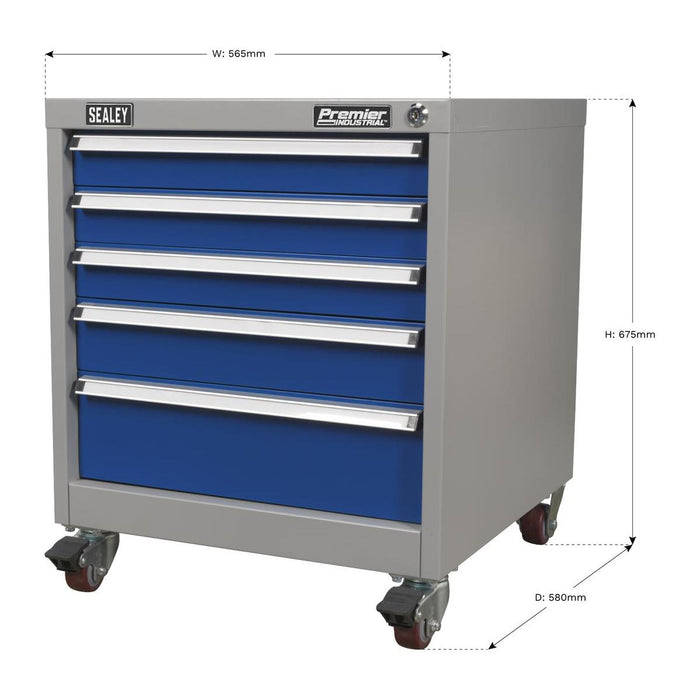 Sealey Mobile Industrial Cabinet 5 Drawer API5657B Sealey - Town Tools 