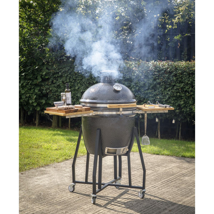 Dellonda Deluxe 22"(56cm) Ceramic Kamado Style BBQ with Wheeled Stand