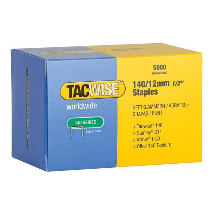 Tacwise 140 Galvanised Staples 12mm (Pack 5000) Tacwise - Town Tools