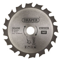 Draper TCT Multi-Purpose Circular Saw Blade, 210 x 30mm, 16T 30438