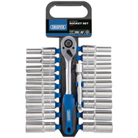 Draper Combined MM/AF Deep Socket and Ratchet Set, 1/2" Sq. Dr. (20 Piece) 16377