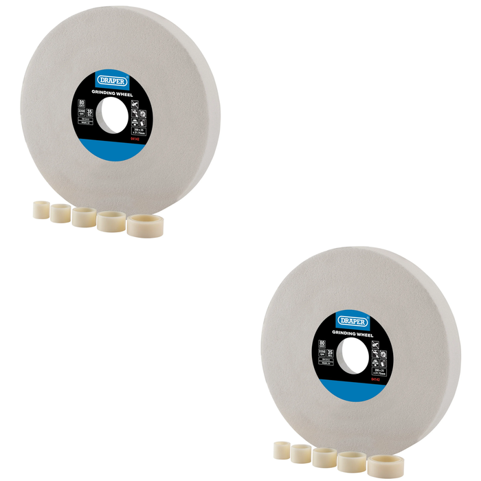 Draper Aluminium Oxide Bench Grinding Wheel, 200 x 25mm, 80G, White - BG20025W