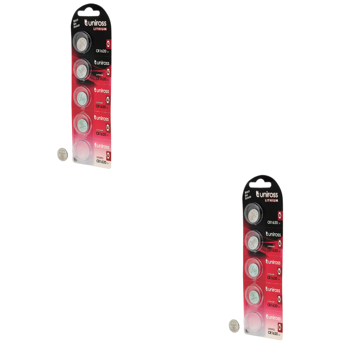 20 Piece Uniross Lithium Coin Cell CR1620 Batteries (Pack of 5) - U5CR1620