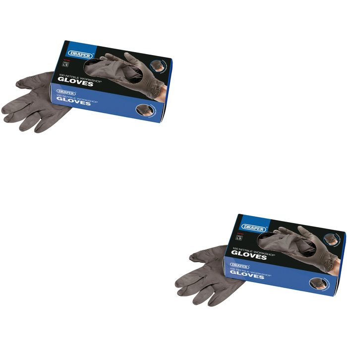 Draper Workshop Nitrile Gloves (Box of 100) - NGBLK-100L