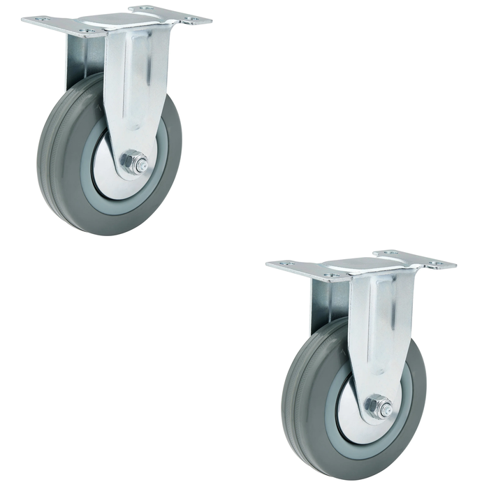 Draper Fixed Plate Fixing Rubber Castor, 100mm Diameter, S.W.L. 80kg - 602100F