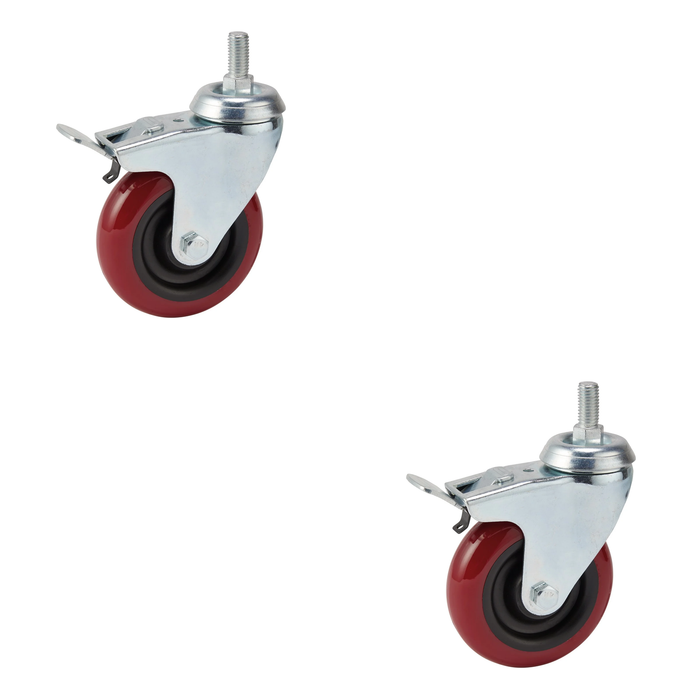 Draper Swivel Bolt Fixing Polyurethane Wheel with Brake, 100mm Diameter, S.W.L.