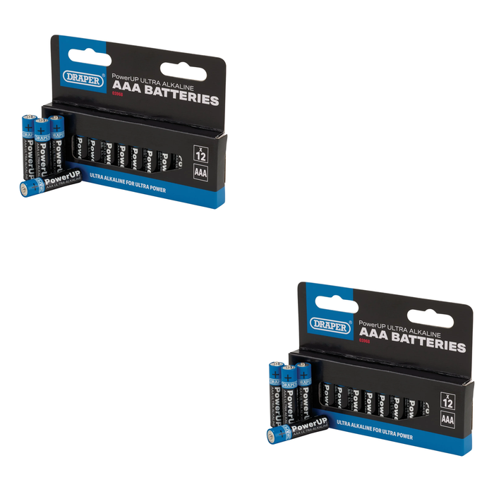 Draper PowerUP Ultra Alkaline AAA Batteries (Pack of 12) - BATT/AAA/12