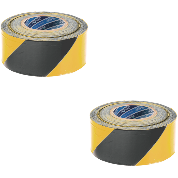 Draper Barrier Tape Roll, 500m x 75mm, Black and Yellow - TP-BAR
