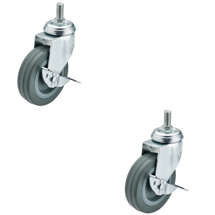Draper Swivel Bolt Fixing Rubber Castor with Brake, 100mm Diameter, S.W.L. 80kg