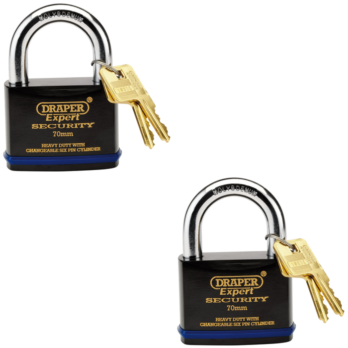 Draper Expert Heavy Duty Padlock and 2 Keys with Super Tough