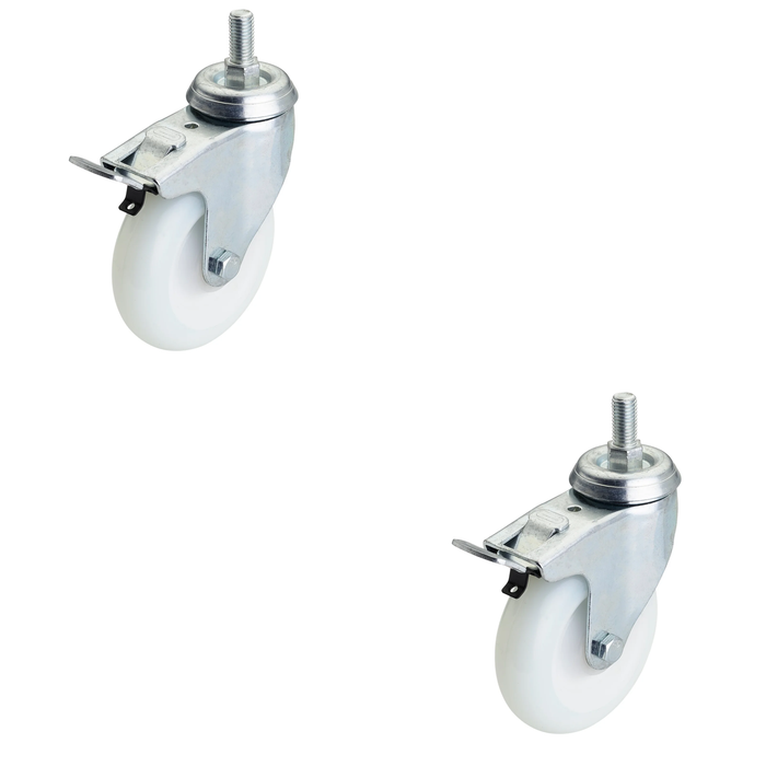 Draper Swivel Bolt Fixing Nylon Wheel with Brake, 100mm Diameter, S.W.L. 125kg
