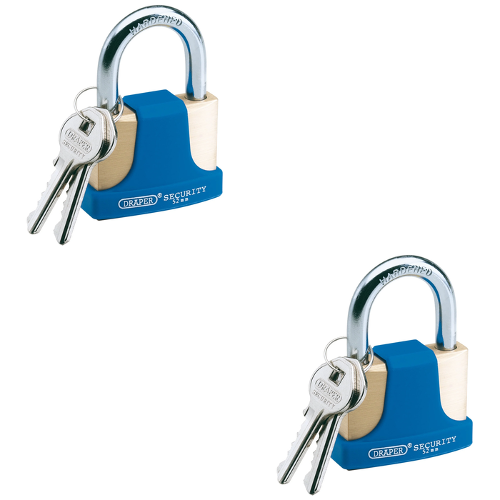 Draper Solid Brass Padlock and 2 Keys with Hardened Steel