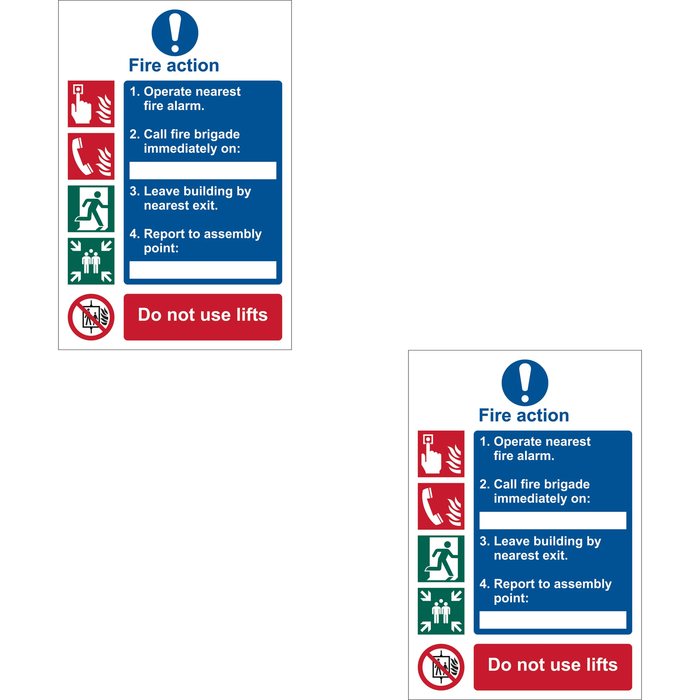 Draper Fire Action Procedure' Mandatory Sign, 200 x 300mm, Design 1 - SS10