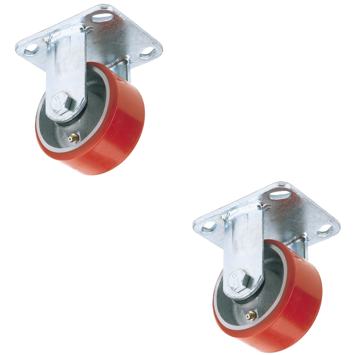 Draper Fixed Plate Fixing Heavy Duty Polyurethane Wheel, 100mm Diameter, S.W.L.