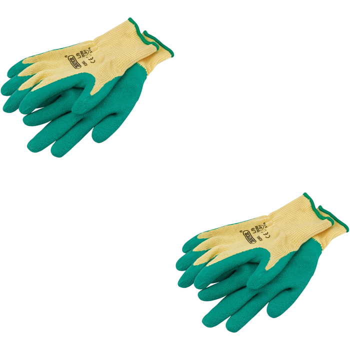 Draper Heavy Duty Latex Coated Work Gloves, Large, Green - HDLGA/B
