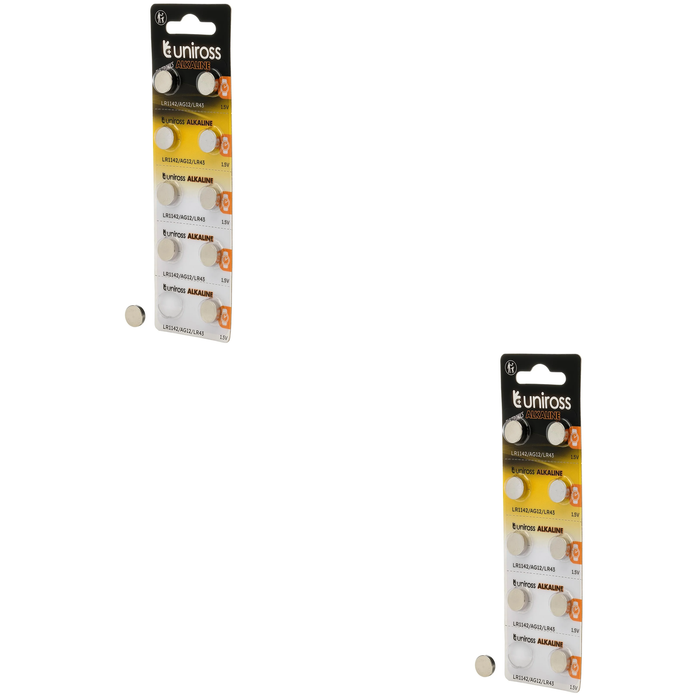 20 Piece Uniross Akaline Coin Cells LR44 AG13 Batteries (Pack of 10) - U10AG13