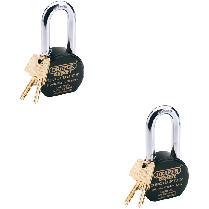 Draper Expert Heavy Duty Stainless Steel Padlock and 2 Keys, 63 25-50mm