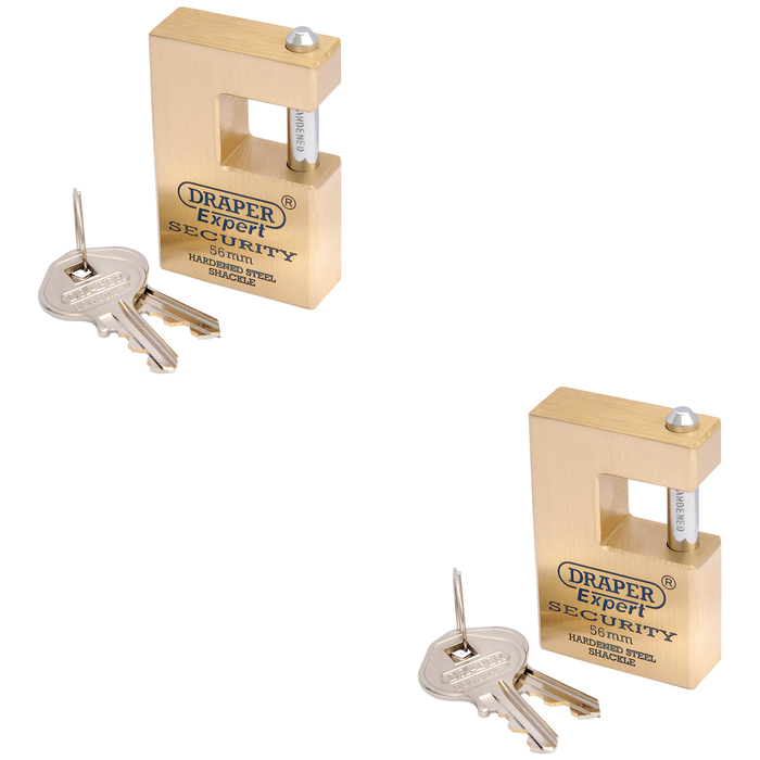 Draper Expert Close Shackle Solid Brass Padlock with Hardened Steel