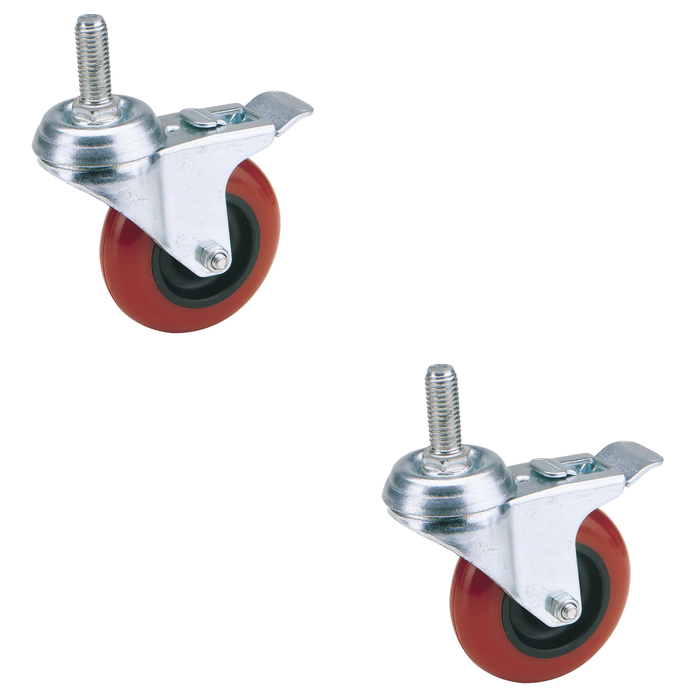 Draper Swivel Bolt Fixing Polyurethane Wheel with Brake, 75mm Diameter, S.W.L.