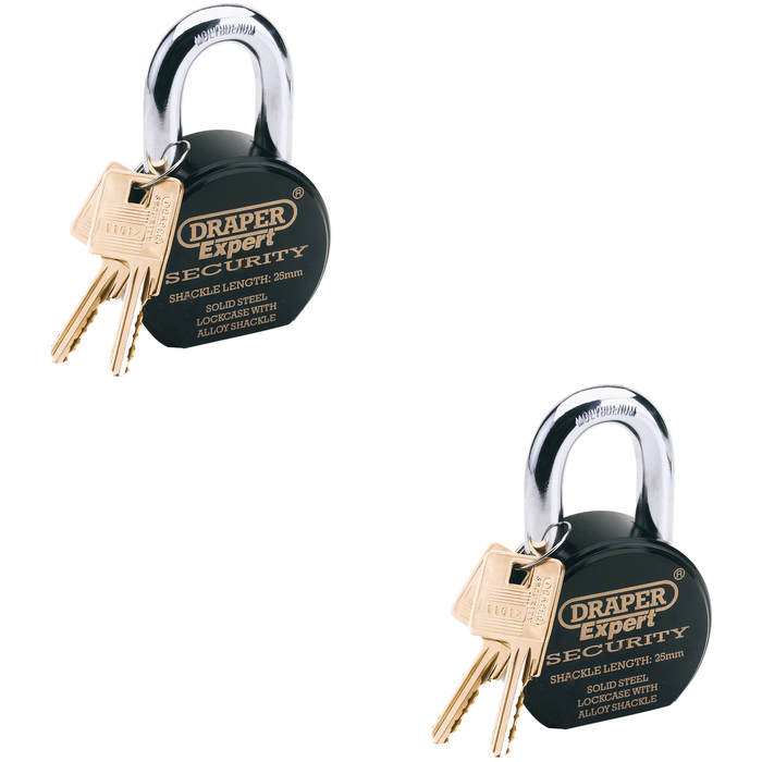 Draper Expert Heavy Duty Stainless Steel Padlock and 2 Keys, 63 25-50mm