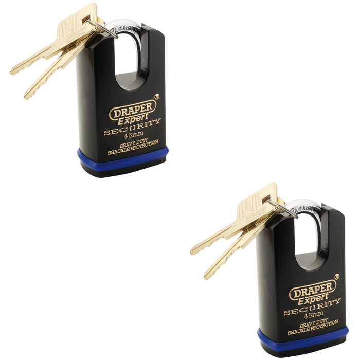 Draper Expert Heavy Duty Padlock and 2 Keys with Shrouded shackle 46-61mm