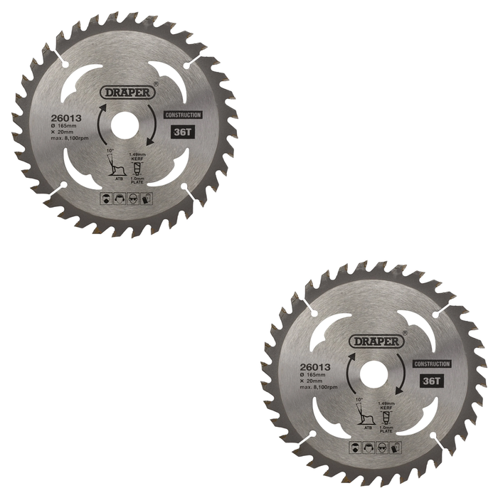 Draper TCT Cordless Construction Circular Saw Blade for Wood &