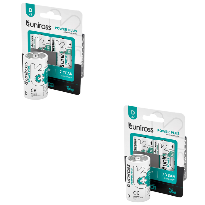 6 Piece Uniross LR20 D Power Plus Alkaline Batteries (Pack of 2) - UPPDPK2