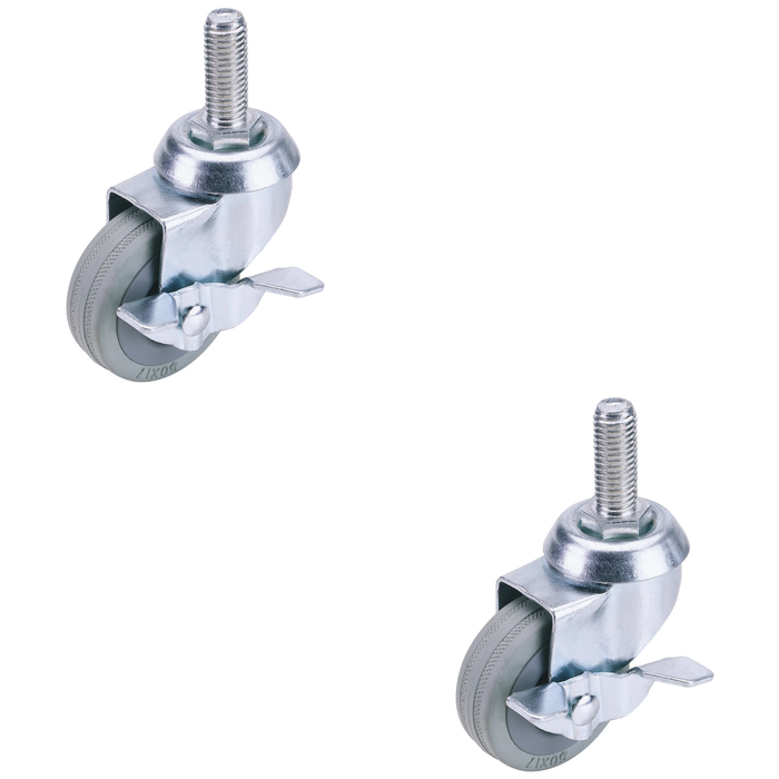 Draper Swivel Bolt Fixing Rubber Castor with Brake, 50mm Diameter, S.W.L. 50kg