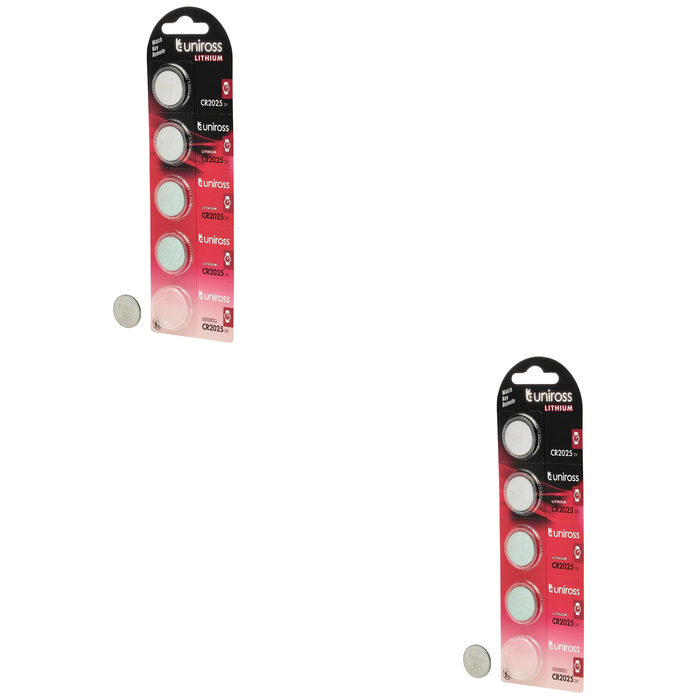 20 Piece Uniross Lithium Coin Cell CR2025 Batteries (Pack of 5) - U5CR2025