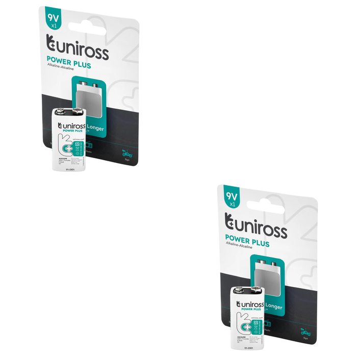12 Piece Uniross 6LR61 9V Power Plus Alkaline Battery - UPP9PK1