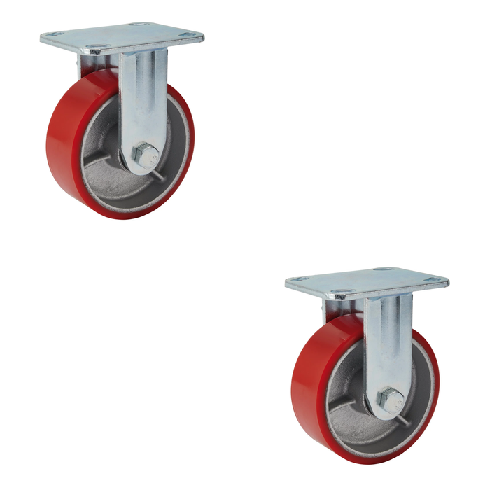 Draper Fixed Plate Fixing Heavy Duty Polyurethane Wheel, 125mm Diameter, S.W.L.