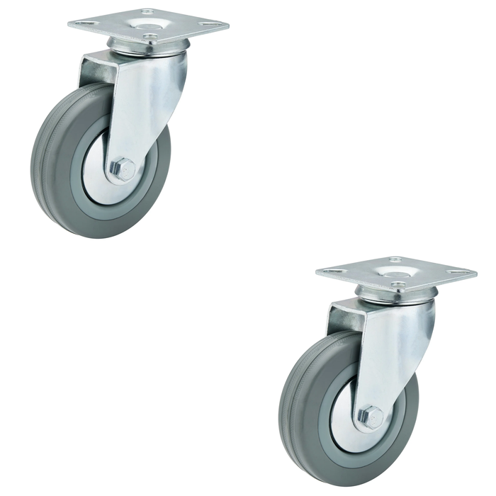 Draper Swivel Plate Fixing Rubber Castor, 100mm Diameter, S.W.L. 80kg - 602100P