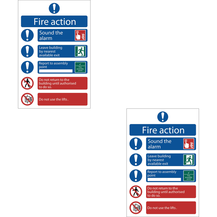 Draper Fire Action Procedure' Mandatory Sign, 200 x 300mm, Design 2 - SS11